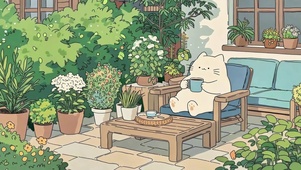 花园里的下午茶猫