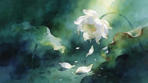 油画荷花