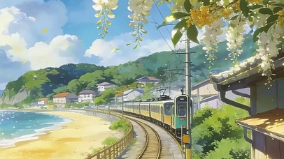 蓝天白云树木海景带鱼屏双屏