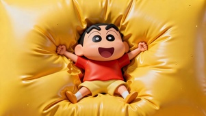 充气床垫上小新嗨玩萌趣治愈时刻