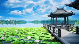 荷塘古亭美景