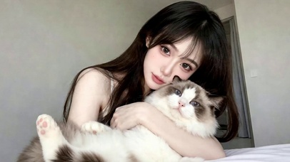 女孩与猫咪