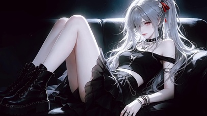 暗黑沙发上慵懒的少女