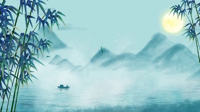 唯美清新古风竹林夜景