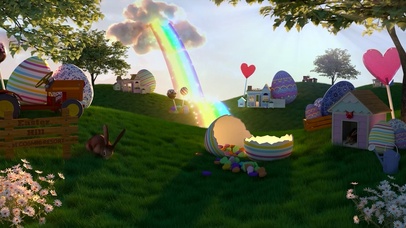 梦幻彩虹草原糖果屋兔子