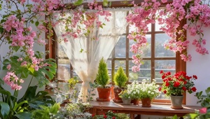 小清新窗台鲜花