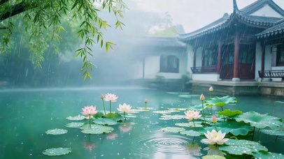 雨天的荷花