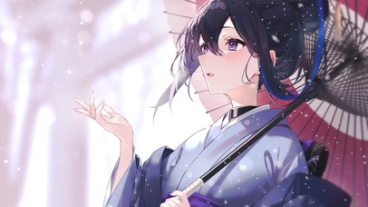 唯美雪中伞少女