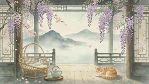 烟山紫藤，一枕清闲
