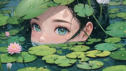 夏日荷叶女孩