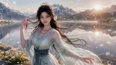 湖畔仙气古风美女