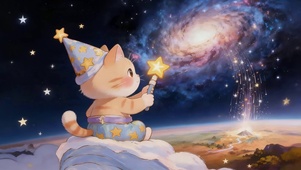 银河星空下猫咪