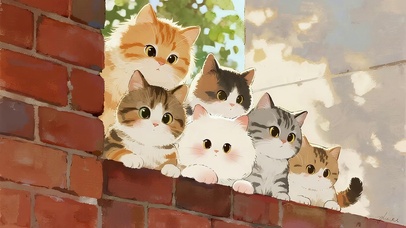 可爱墙头猫咪