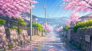 春日樱花日式小巷