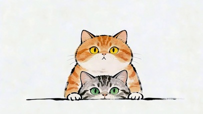 胖橘猫 “罩着” 小狸花