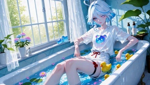 浴缸蓝发少女芙宁娜