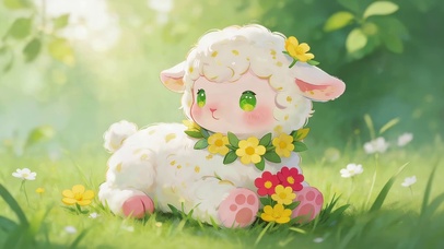 春天草地小咩羊