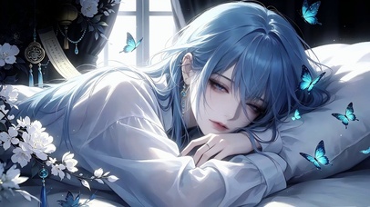 蝶愿祈风-慵眠少女