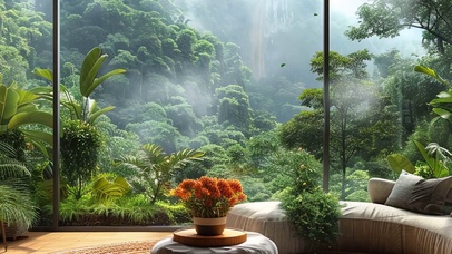 窗外护眼绿景山川带鱼屏