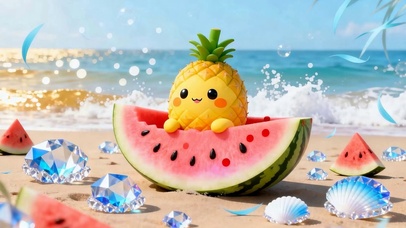 海边西瓜菠萝