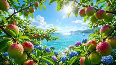 阳光李子海景