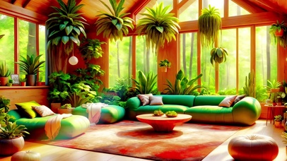 清新护眼绿植客厅