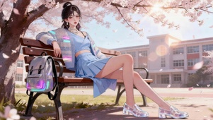 户外时尚美少女