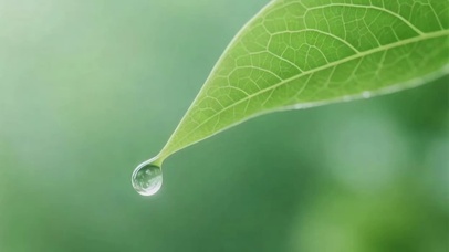 一片绿叶在滴水