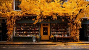 秋天街边的书屋