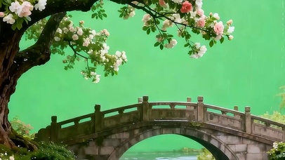 古风山水带鱼屏