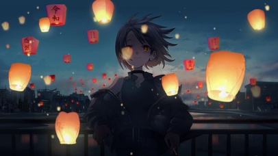 孔明灯动漫女孩