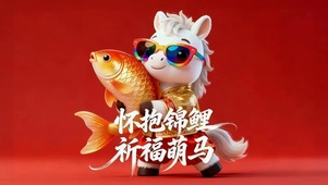 怀抱锦鲤 萌马祈福
