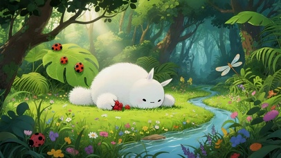 草地上有一只大白精灵