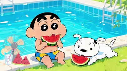 清凉夏日吃瓜小新