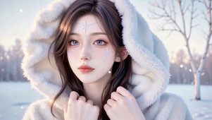 冬境雪妆美女