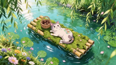 竹筏上猫咪