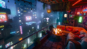 雨夜科幻赛博房间 