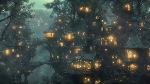 迷雾静谧魔法森林小屋