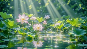 一池清荷，半池晨光