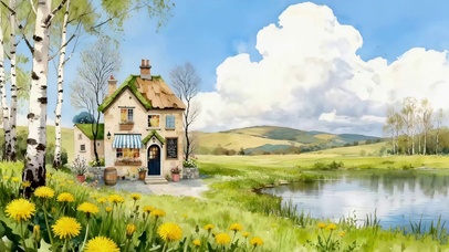 小清新湖边小屋