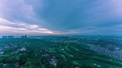 8k高尔夫别墅绿地唯美黎明日出