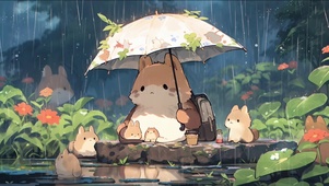 松鼠撑伞