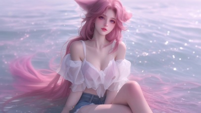 眨眼动态-水中可爱女孩