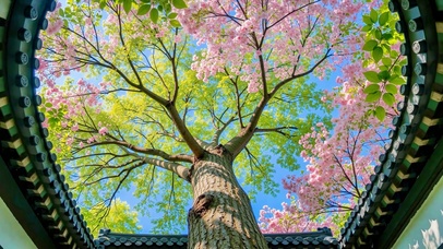 檐角望春 花枝入画