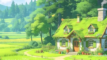护眼绿景树木带鱼屏