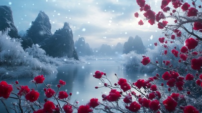 红梅雪景