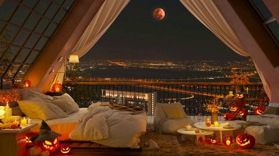 唯美都市夜景房间