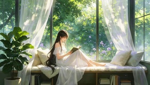 夏日窗台女孩