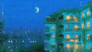 夜景星空树木