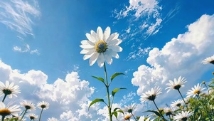 蓝天下鲜花